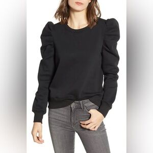 Rebecca Minkoff Janine Black Puff Long Sleeve Crewneck Sweatshirt Size Medium
